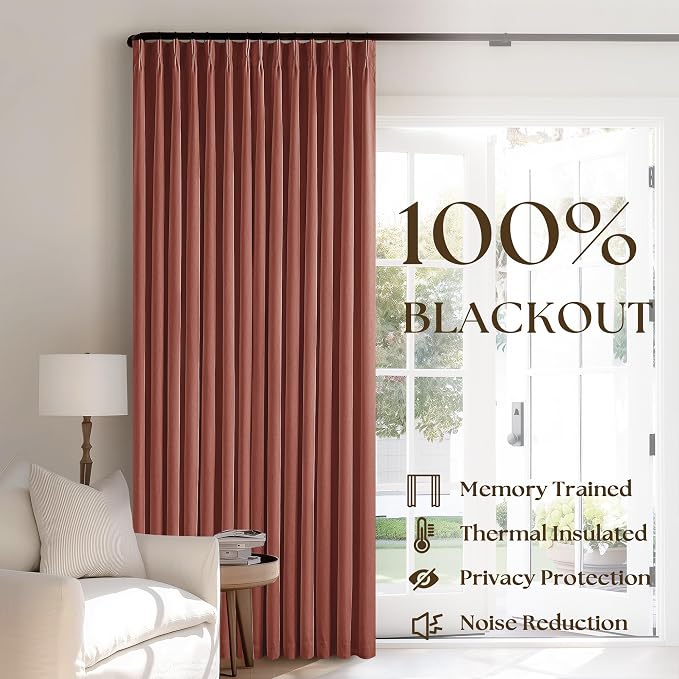 Terracotta Linen 100% Black Out 120 Inch Curtains - Image 3