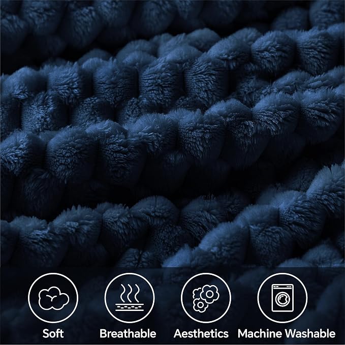 BEDELITE Navy Twin Blanket for Couch, Soft Cozy Gifts for Women, 60 * 80 | 3D - Image 3