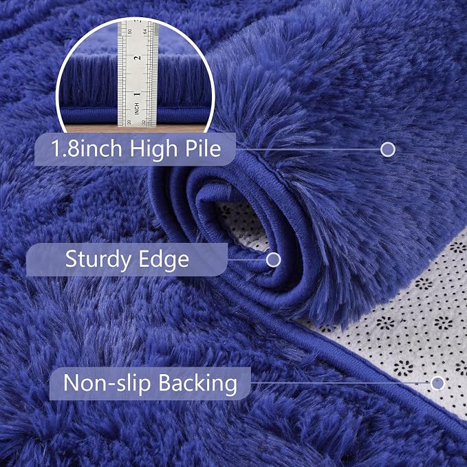 3x5 Royal Blue Fluffy Soft Area Rug Non-Slip - Image 6