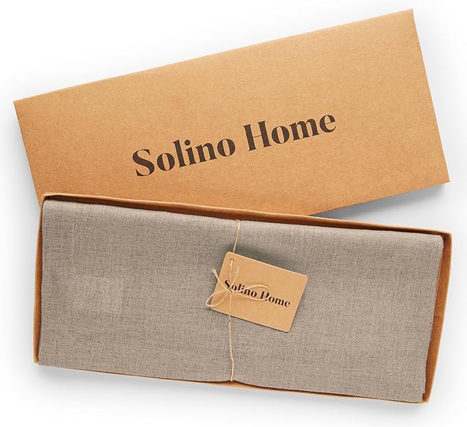 Solino Home Linen Natural Table Runner 132 Inches Long - 100% Pure Linen Extra Long Table Runner 14 x 132 Inch for Fall, Autumn, Thanksgiving - Fete
