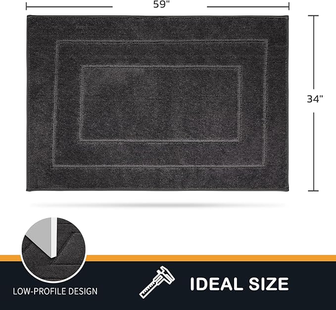 PURRUGS Dirt Trapping Door Mat 34" x 59", Non-Slip/Skid Machine Washable Entryway Area Rug, Dog Doormat, Super Absorbent Welcome Mat for Muddy Wet Shoes and Paws, Charcoal