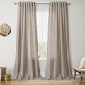 Extra Long 120 Inch Curtains for Living Room Ecru Flax Linen Light Filtering by Nanspring