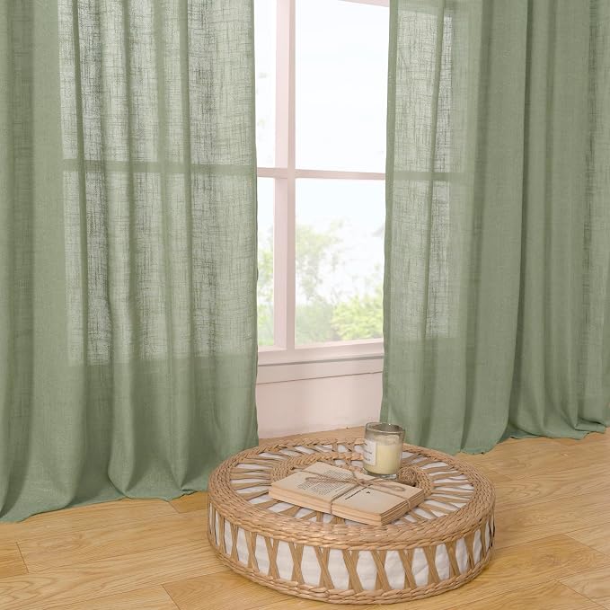 Linen Curtains for Living Room 80 Inch Length, Bronze Grommet Light Filtering - Image 9