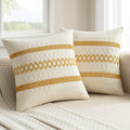 MIULEE Set of 2 Mustard Yellow Boho Decorative Pillow Covers 20x20 Inch | Fall by MIULEE