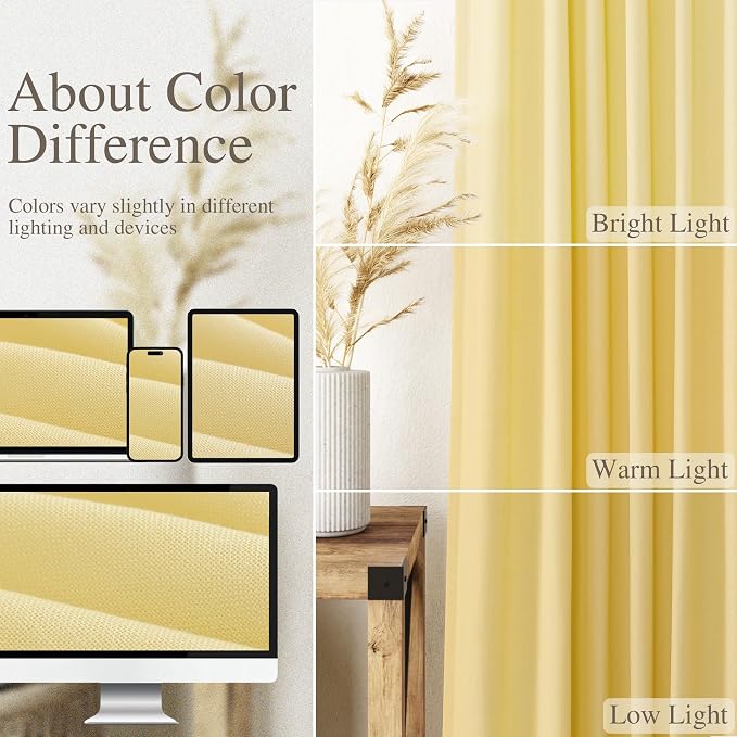 Yellow Linen Curtains 100 inches Long - Image 4