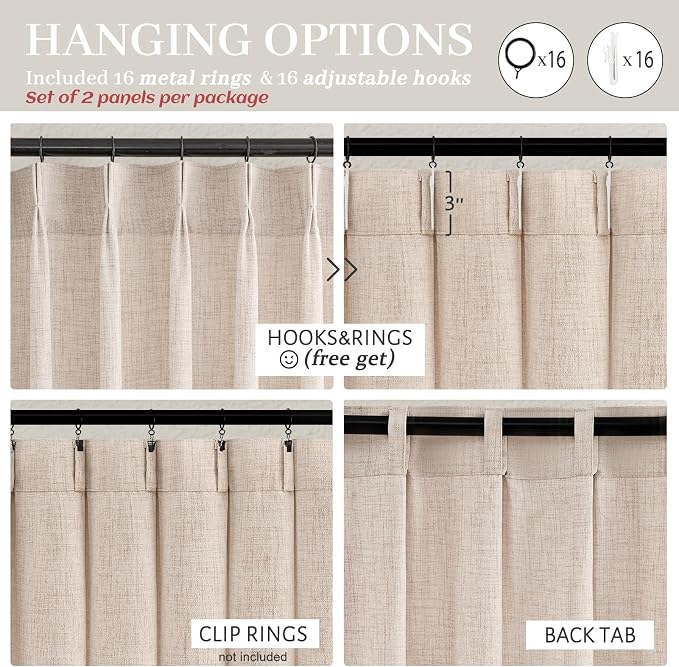 PleatedDrapes Drop Cloth Farm House Tall Curtains - Image 4