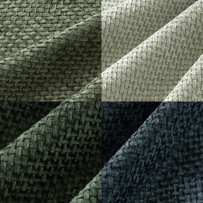 MIULEE Decorative Chenille Euro Pillow Covers Green Navy 22x22 Pack of 4 | - Image 2
