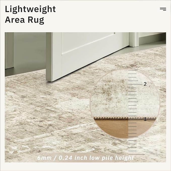 Soalmost Round Rugs 9ft Living Room Circle Area Rug 9x9 Beige/Gray Vintage | - Image 7