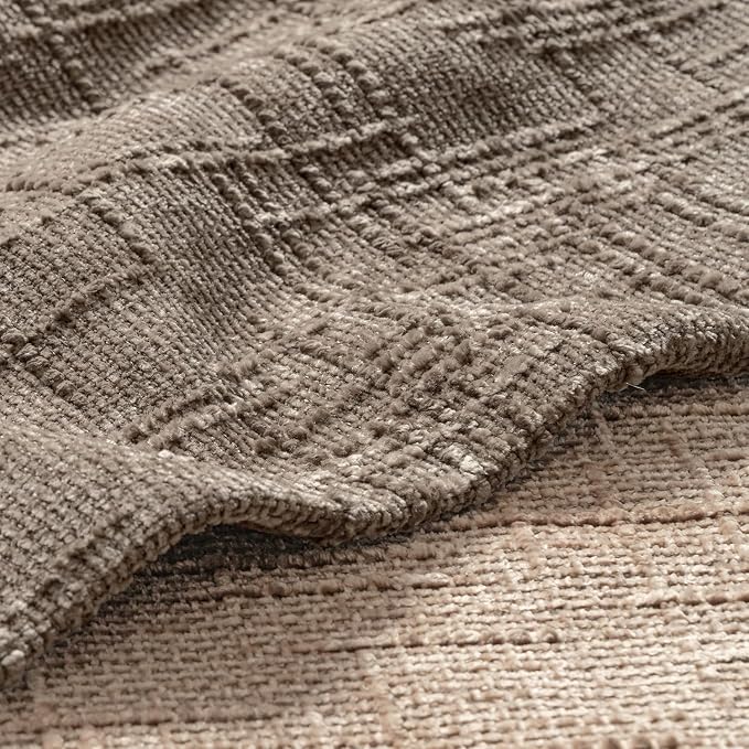 MIULEE Chenille Textured Throw Pillow Covers Taupe Grey 20x20 Set of 2 | Slubby - Image 2