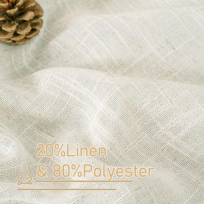 Cream Semi Sheer Linen Curtains 60 Inch, Light Filtering Panels | Window - Image 2
