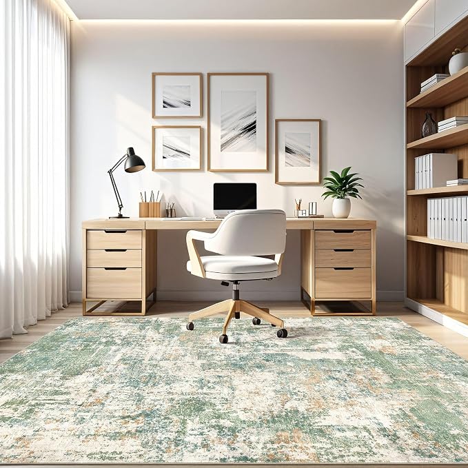 LOONGRUG 7x9 Area Rug Washable Large Neutral Modern Living Room Rugs | Abstract - Image 7