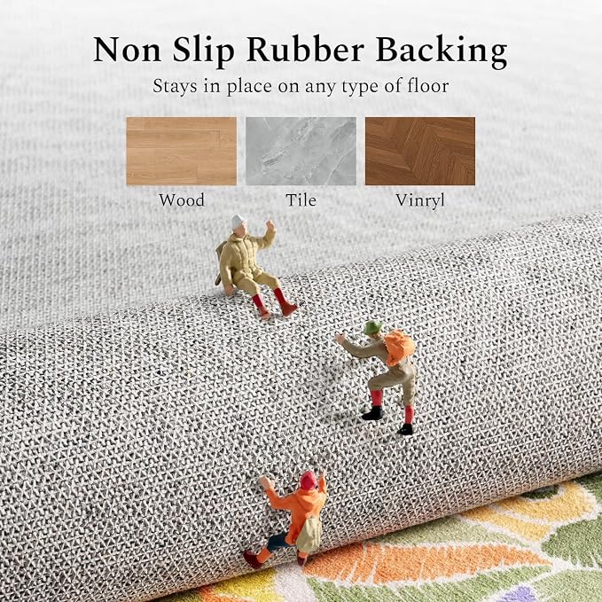Rugflix 5x7 Washable Area Rug for Living Room, Soft Non Slip Low Pile Carpet - Image 5