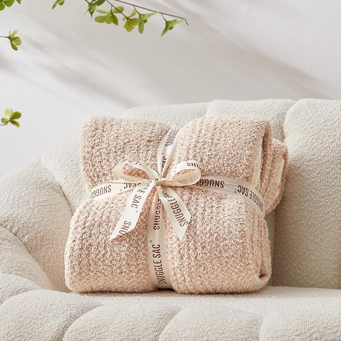 Snuggle Sac Super Soft & Reversible Heather Beige Throw - Image 6