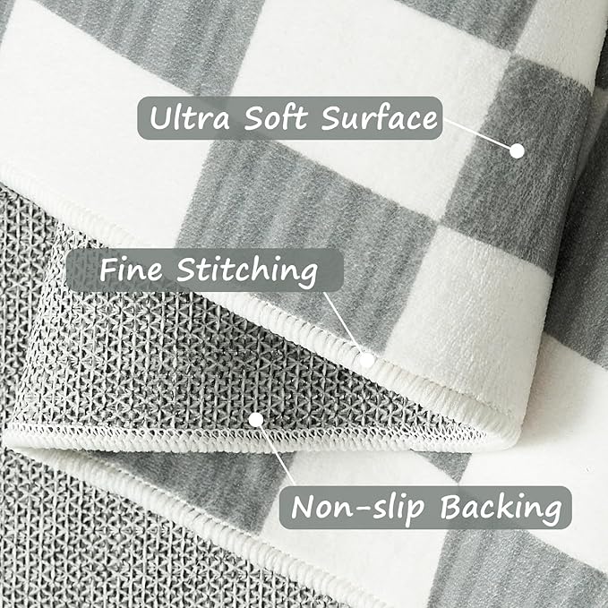 jinchan Runner Rug 2x6 Hallway Washable Modern Checkered Geometric Lattice Kids Bedroom Rug Indoor Floor Cover Non Slip Soft Carpet for Nursery Room Kitchen Laundry Room Home Grey