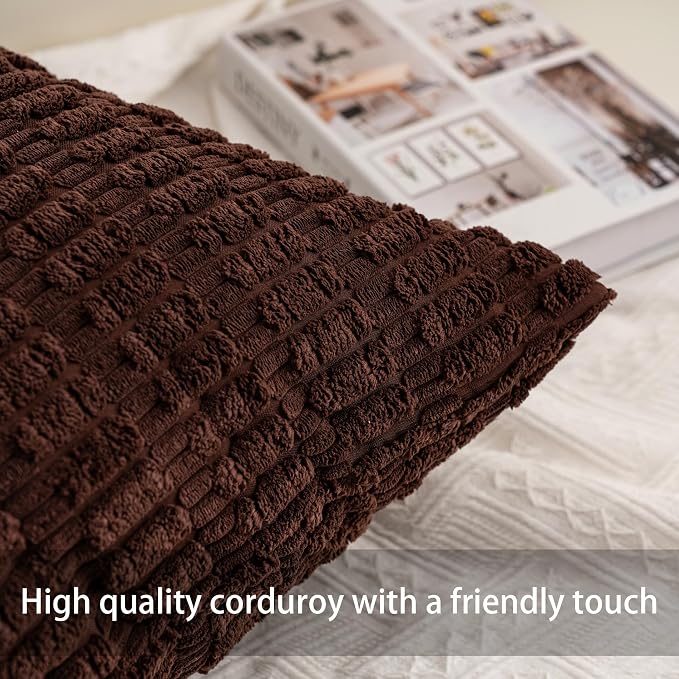 Aegero Pack of 2 Corduroy Decorative Throw Pillow Covers 12x20 Inch - Image 2
