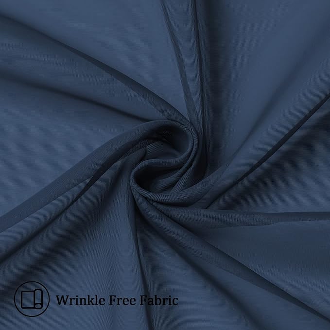 Aiyufeng Navy Blue Sheer Window Curtain Panels 54 Inch, Light Filtering Solid - Image 9