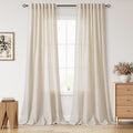 Cream Beige Linen Curtains for Living Room 94 Inches Long Light Filtering Semi by Nanspring