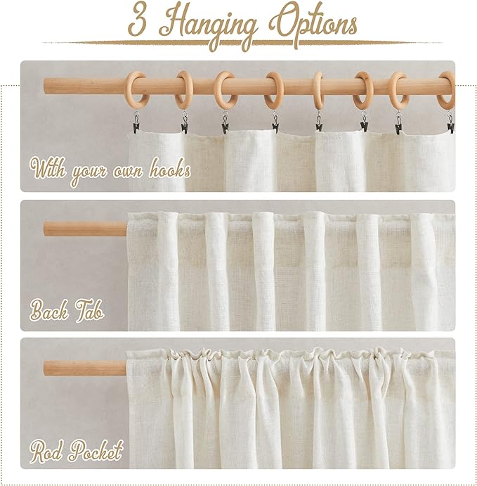 NICETOWN Extra Long Semi Sheer Linen Curtains - Image 4