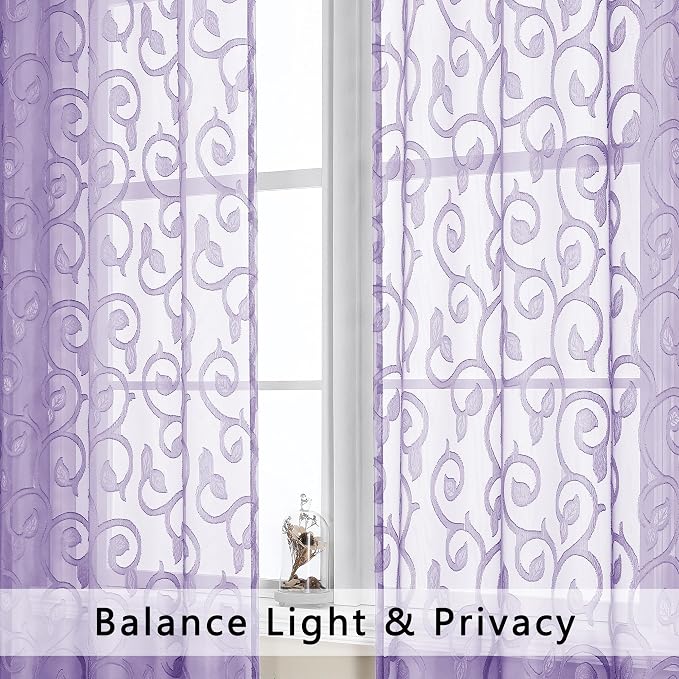 OWENIE Furman Sheer Curtains 45 inch Length - Image 3