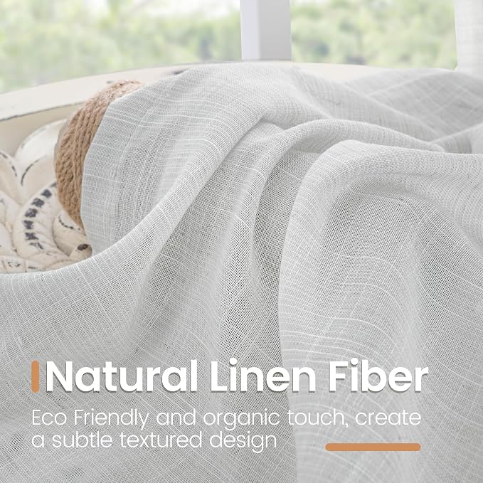BGment Light Grey Linen Sheer Curtains - Image 3