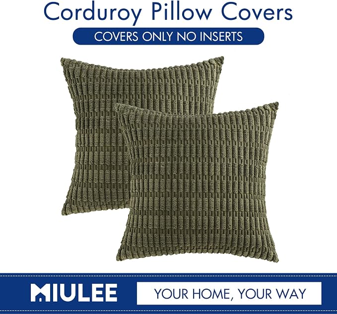 MIULEE Pack of 2 Spring Corduroy Decorative Throw Pillow Covers 18x18 Inch Soft - Image 9
