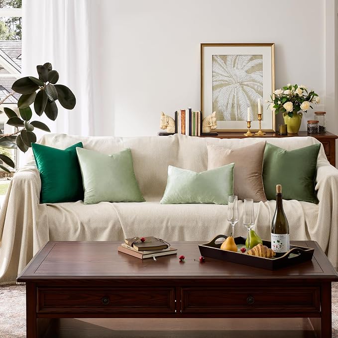 GIGIZAZA Sage Green Velvet Throw Pillow Covers 20x20 Pack of 2 | Decorative - Image 7