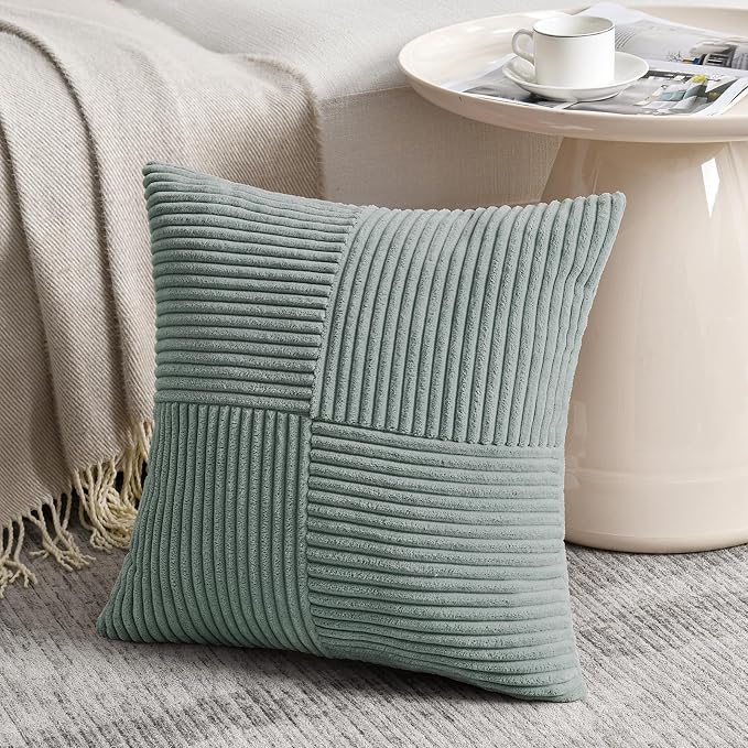 Fancy Homi 2 Packs Grey Blue Decorative Throw Pillow Covers 18x18 Inch - Image 2