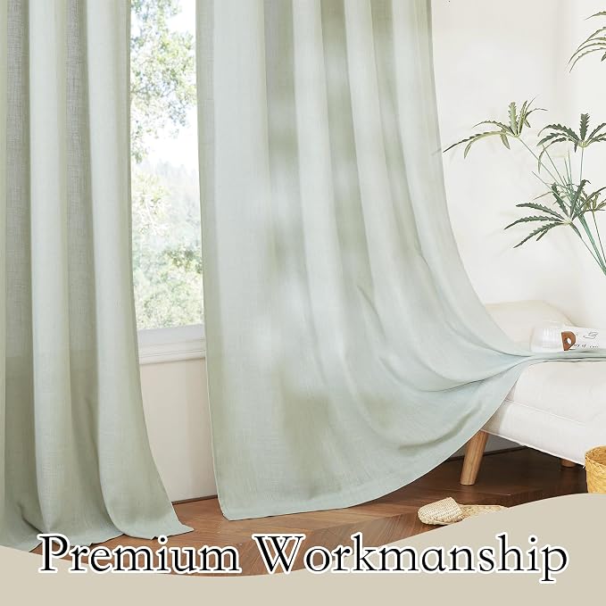 RYB HOME Light Filtering Linen Sheer Curtains 72 inch Long - Image 5