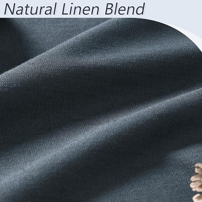 100% Blackout Linen Curtains 120 Inch Length 2 Panels Set - Image 3