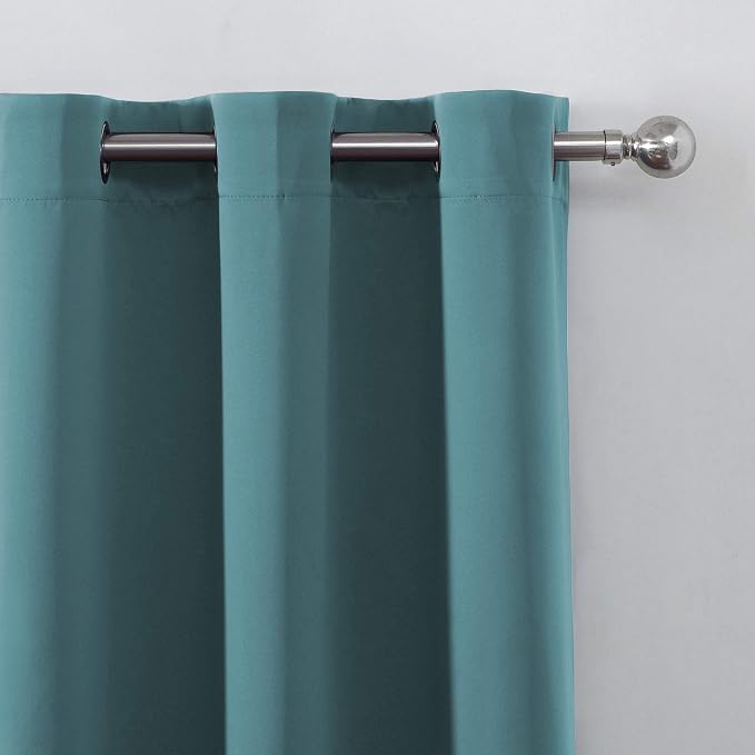 Sea Teal Thermal Blackout Curtains/42 x 72 Inch/Set of 2 Panels Room Darkening - Image 7