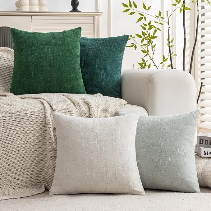 Set of 4 Soft Textured Decorative Throw Pillow Covers 18x18 Inch Cozy Farmhouse - Image 2