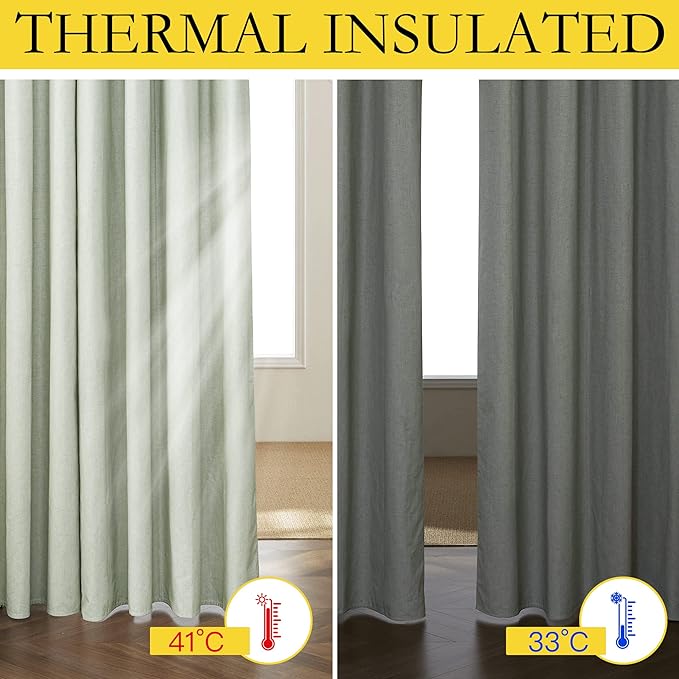 NICETOWN Light Green Linen Kitchen Draperies Completely Shaded, Privacy - Image 5