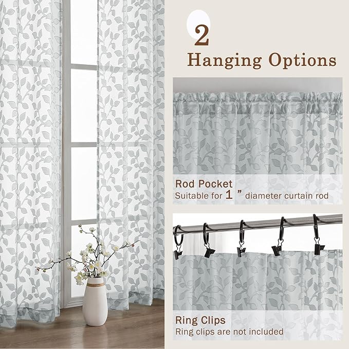 Chyhomenyc Extra Long Light Grey Sheer Curtains 120 Inch Length 2 Panels Set - Image 5