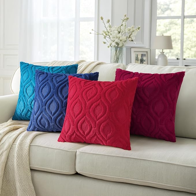 decorUhome Summer Throw Pillow Covers 22x22 Inch Set of 2, Soft Plush Faux Wool - Image 5
