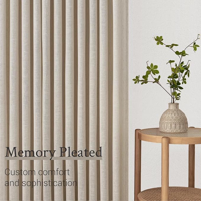 Topfinel Oatmeal Beige Pinch Pleated Curtains 45 Inches Long - Image 4