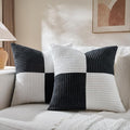 Fancy Homi Set of 2 Black White Decorative Throw Pillow Covers 20x20 Inch by Fancy+Homi