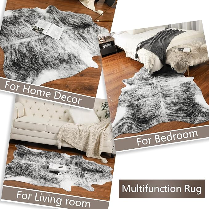 Western Faux Cowhide Rug, Animal Cow Hide Rug, 3 x 4 Ft Black | Premium Sturdy - Image 6