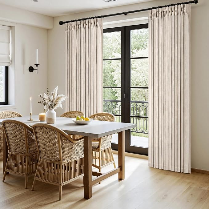 MIULEE Pinch Pleated Thick Linen Curtains 84 Inches Long 2 Panels - Image 3