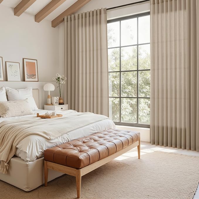 Sepia Beige Linen Curtains 108 Inches Long - Image 7