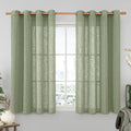 Semi Sheer Linen Curtains 54 Inch Long 2 Panels, Sage Green Light Filtering by LAMIT