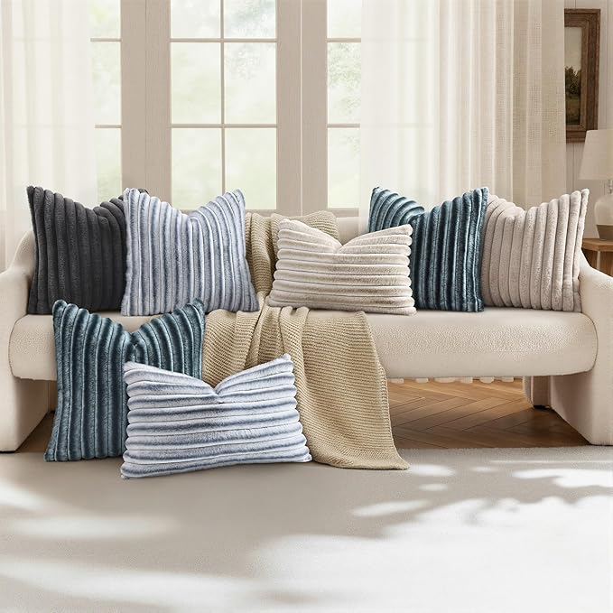 decorUhome Cozy Faux Fur Throw Pillow Covers 16x16 Set of 2 Decorative Soft - Image 5