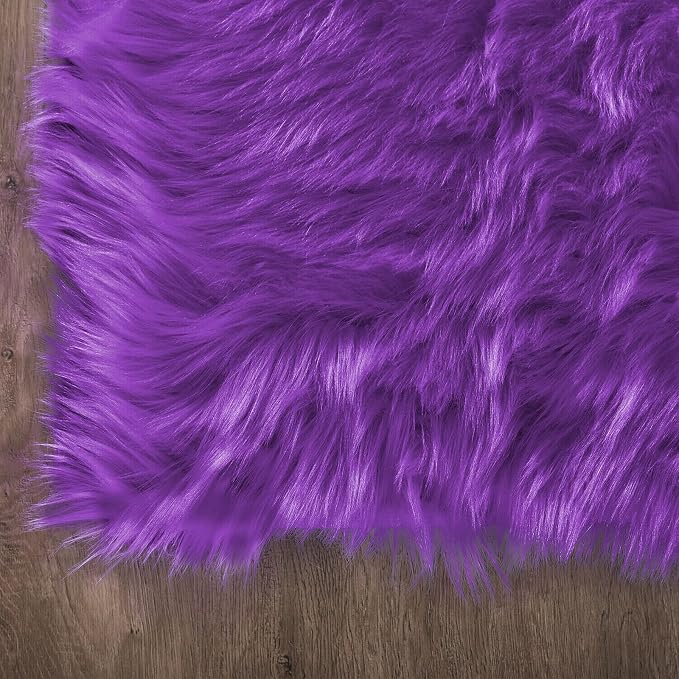 Latepis Purple Round Rugs 4ft Faux Fur Fluffy Shag Rug Machine Washable - Image 5