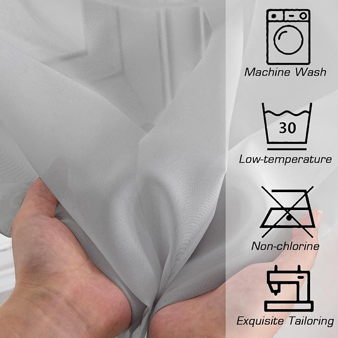 OWENIE Light Grey Sheer Curtains 78 inches Long 2 Panels Set - Image 9