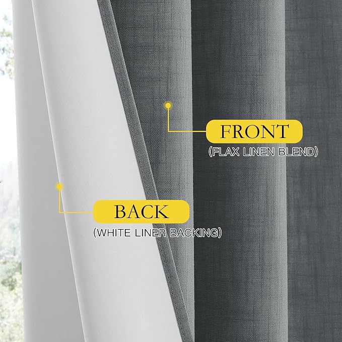 NICETOWN Vintage Open Linen Weave Flax Thermal Curtains, Dove Grey, 100% - Image 5