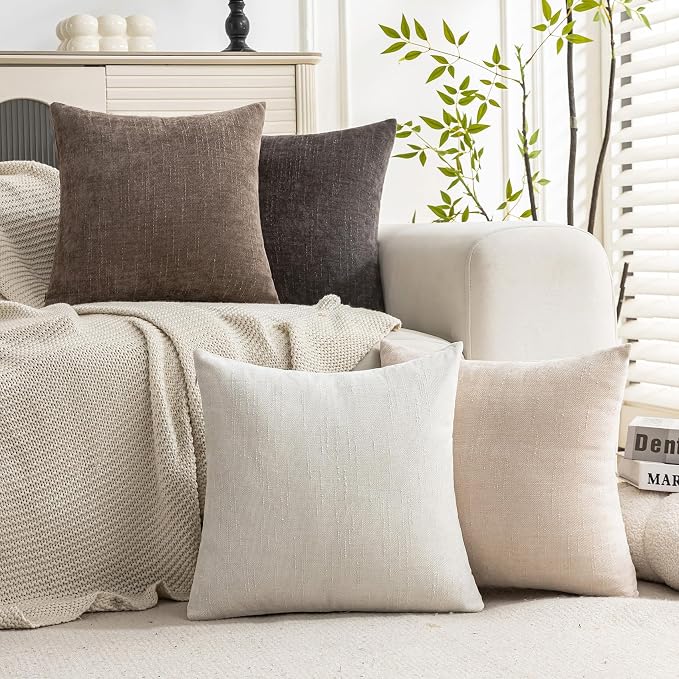Set of 4 Soft Textured Decorative Throw Pillow Covers 22x22 Inch Cozy Farmhouse - Image 2