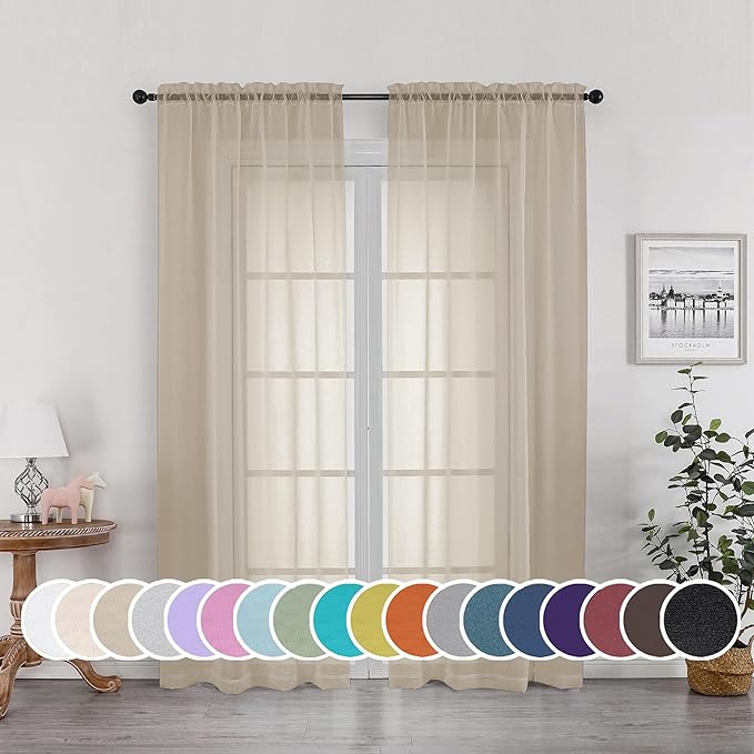 OWENIE Sheer Curtains 72 Inches Long by OWENIE