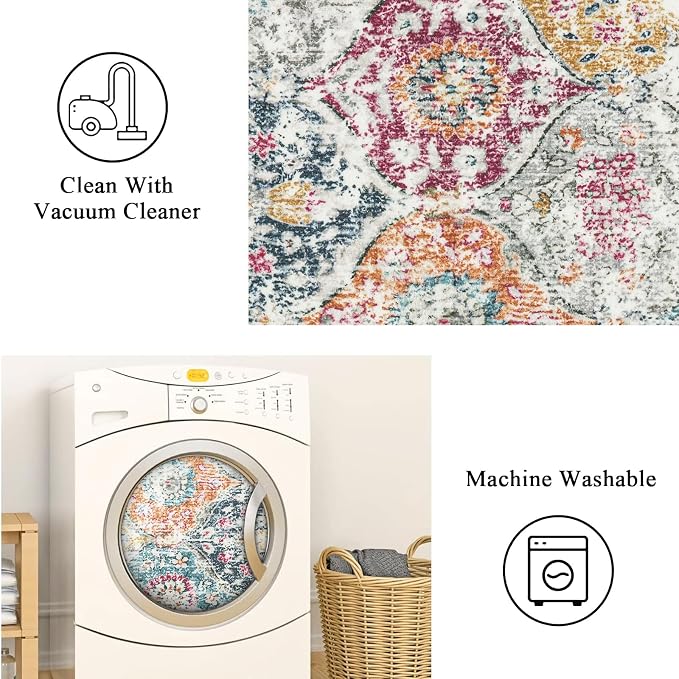 Lahome Moroccan Trellis Entryway Rug, 2x3 Kitchen Rugs Non Slip Washable - Image 3