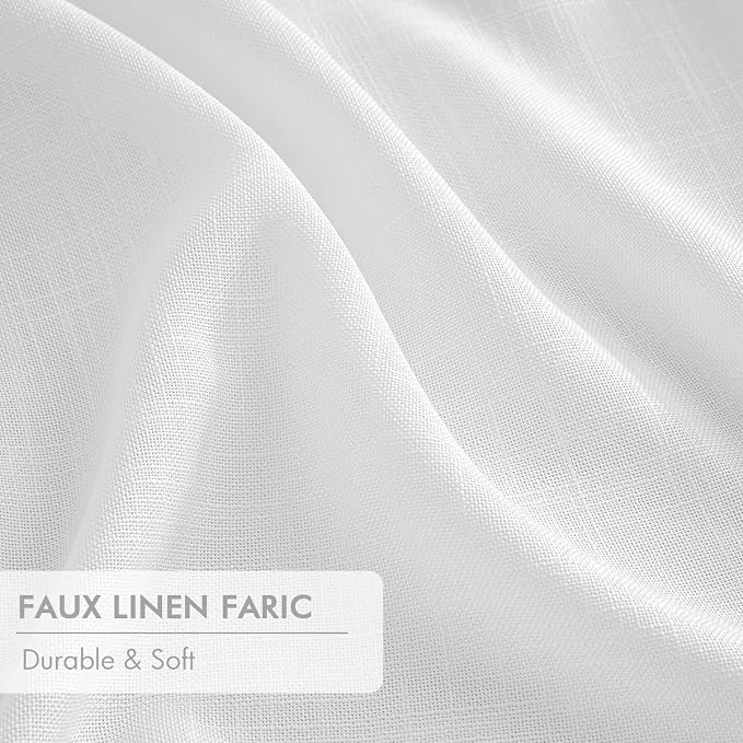 MIULEE White Pinch Pleated 100% Blackout Linen Curtains 40x84 Inches | Room - Image 6