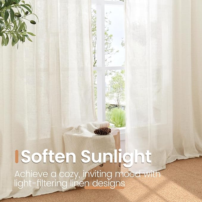 BGment Short Linen Curtains 36 Inch Length - Image 4