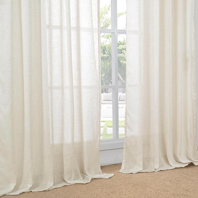 BGment 72 Inch Length Beige Linen Curtains - Image 8